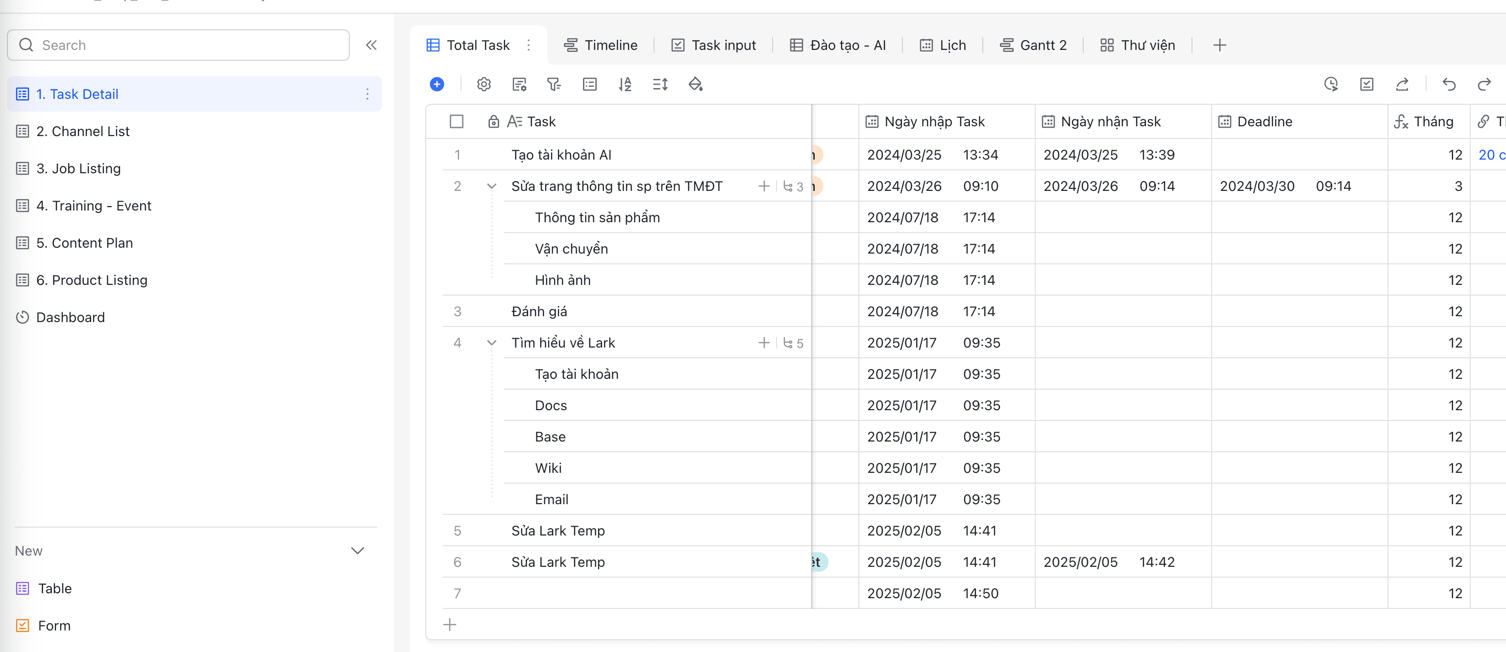 Lark Temp - Mẫu Lark Base để quản lý phòng Marketing - Ver 2 - Ảnh 3