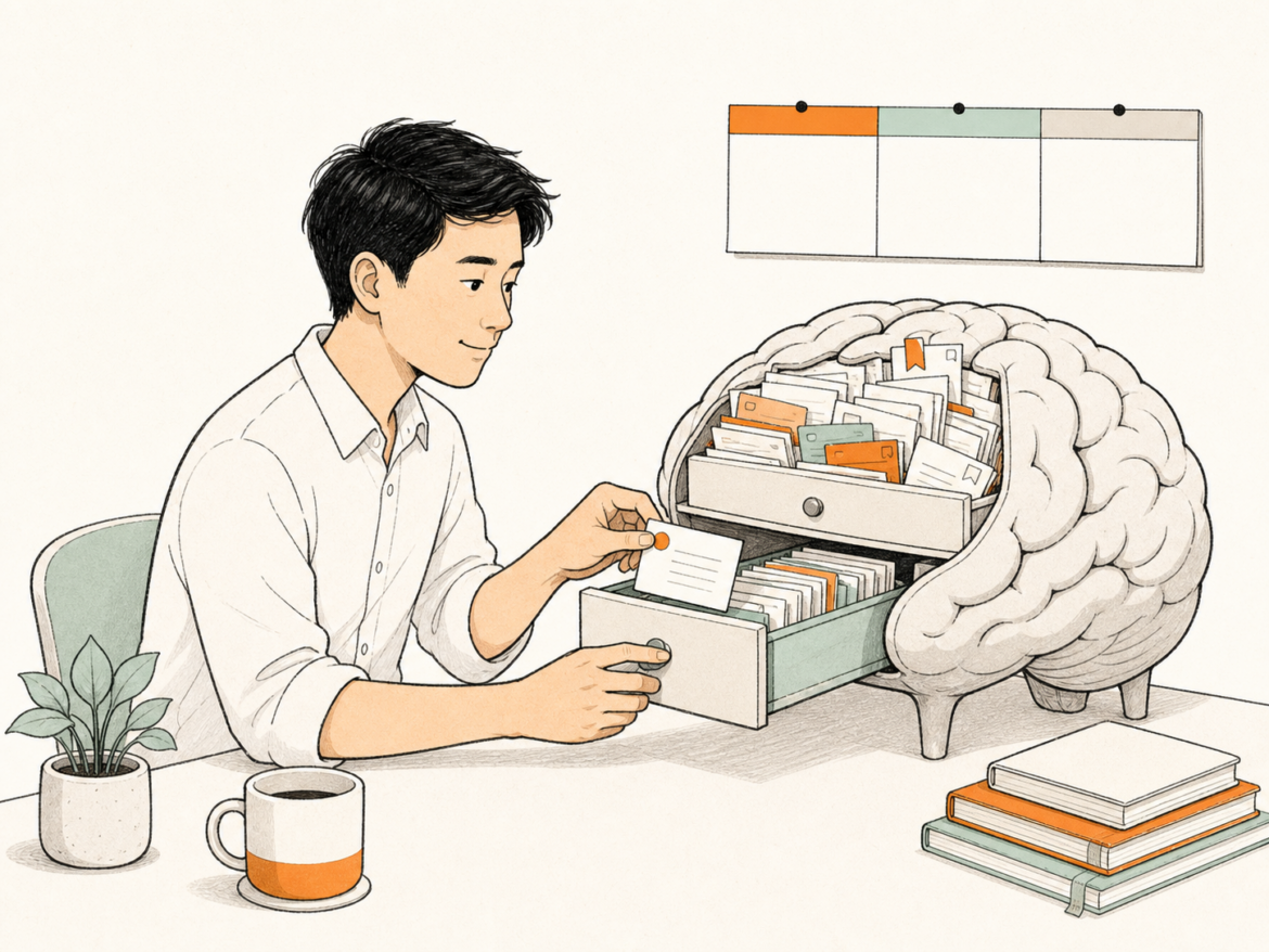 Người đàn ông mở lại tủ ghi chú hình bộ não sau ba tuần bỏ quên