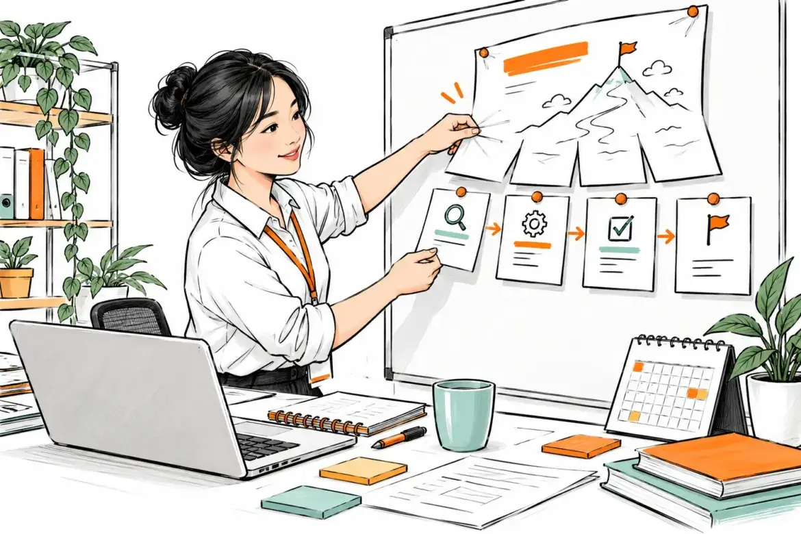 Người quản lý chia một dự án lớn thành các phần việc nhỏ trên bảng
